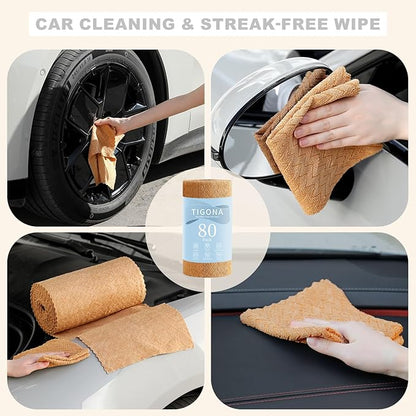 80 Pack Microfiber Cleaning Cloth Roll Reusable Paper Towels 12"x12" Tear Away Cloth,Absorbent Dish Rags for House Kitchen,Wash Cloths,Lint Free Rags for Window Cars Cleaning Supplies