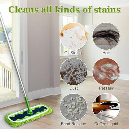 XL Mop Pads Compatible with Swiffer XL Sweeper, X-Large Dry Sweeping Cloths, XL Wet Pads Refills, Reusable Washable Microfiber Heavy Duty Wet Mopping Cloths for Hardwood Floor Cleaning, 4 Pack