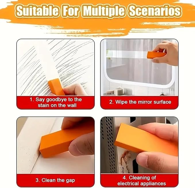 Stainless Steel decontamination Scratch Eraser,Magical Rust Eraser Stainless Steel Stain Remover, Rubber Rust Cleaning Eraser for Kitchen, Bathroom, Household Orange Colour