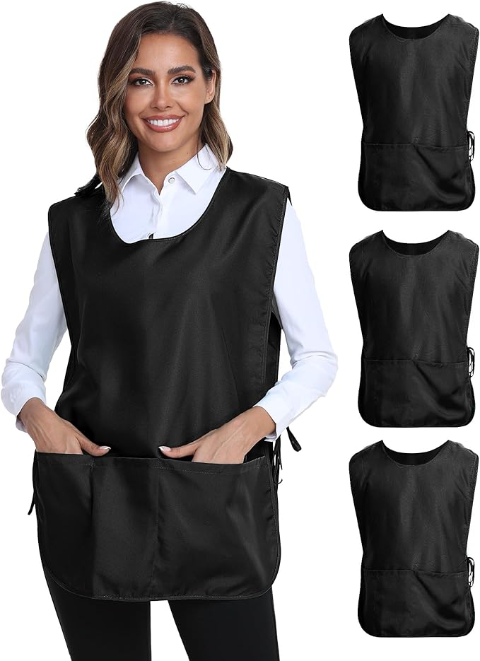 Xeoxarel Unisex Cobbler Apron with 3 Pockets, Smock Vest Apron, Suitable for Cooking，Kitchen，Garden，Hairstylist，Cleaning，Art