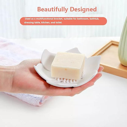 Adorable Pink Peri - 2-Pack Pink Soap Dish for bar soap Lovers | Self draining Hole Holder | Pink Floral Decor Bathroom Accessories | Zero Waste Gift (Silicone)
