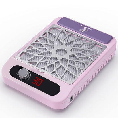 Nail Dust Collector for Nail Techs, Compact & Quiet nail vacuum dust collector with Reusable Filter, Powerful Nail Fan Nail Tech must Haves for Gel Polish, Pedicures, Salon & Home Use, purple