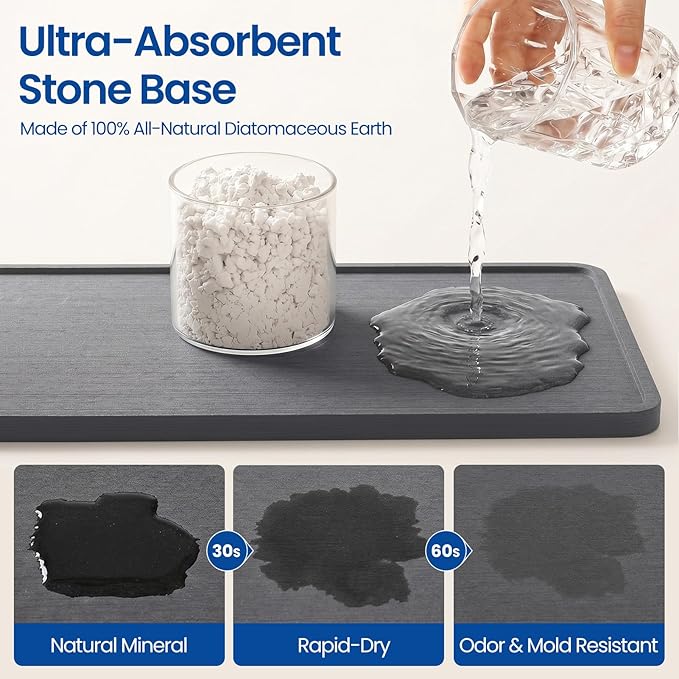 Extra Large Sink Caddy Organizer, Stainless Steel Sponge Holder for Kitchen Sink with Brush Holder, Diatomite Stone Drying Tray for Soap Dispenser,Sponge, Kitchen Essentials and Gadgets, Silver