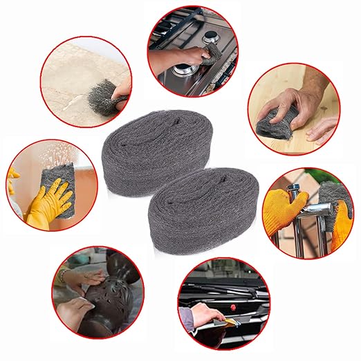2 Pack 3" x16 Ft Steel Wool Roll, antfees Steel Wool Fill Fabric Roll, Coarse Wire Wool Hardware Cloth DIY Kit, Gap Blocker for Holes Wall Cracks Vents in Garden House Garage