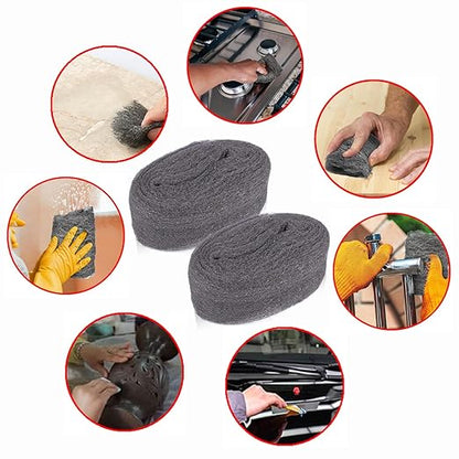2 Pack 3" x16 Ft Steel Wool Roll, antfees Steel Wool Fill Fabric Roll, Coarse Wire Wool Hardware Cloth DIY Kit, Gap Blocker for Holes Wall Cracks Vents in Garden House Garage