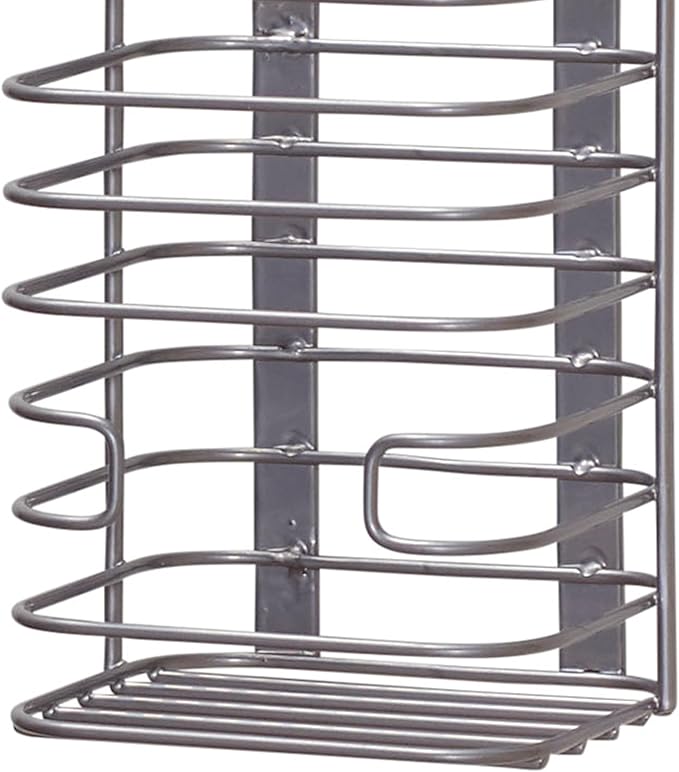 Household Essentials Cabinet Door Trash Bag Holder, Steel Frame, Satin Nickel Powder Coating, Perfect for Disposable Bags and Other Necessities, Easy Installation, Hardware Included