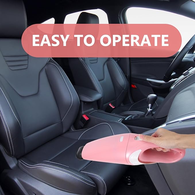 Wakauto Handheld Vacuum Cordless Vacuum Cleaner USB Charging Dirt Collector Mini Handheld Dust Cleaner Wet Dry Dual Use for Keyboard Car Computer (Pink)