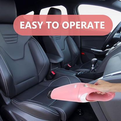 Wakauto Handheld Vacuum Cordless Vacuum Cleaner USB Charging Dirt Collector Mini Handheld Dust Cleaner Wet Dry Dual Use for Keyboard Car Computer (Pink)