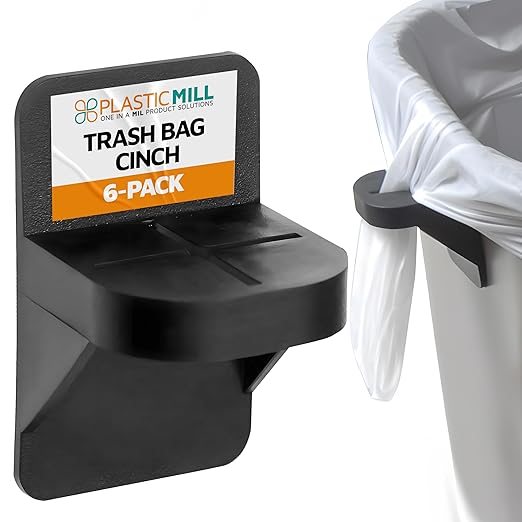 PlasticMill Trash Bags Cinch Black, 6 Pack, To Hold Garbage Bags In Place.May not be compatible with some Garbage Can drawers or compacters.