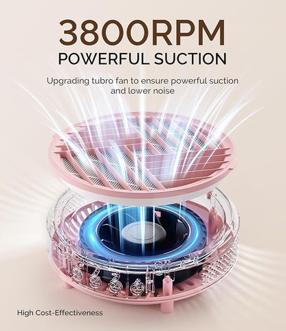 MelodySusie Compact Nail Dust Collector with Lightweight Design, Hpro 3800RPM Portable Nail Vacuum Fan with 3 Suction Modes, Reusable Filter & Easy-Control for Beginners, Nail Students & Home Use,Pink