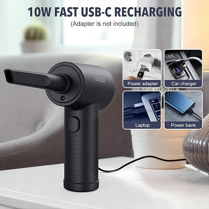 Compressed air Duster, Yomile 2 in 1 120000RPM Cordless Air Duster with 7600mAh Battery Dust Blower for Keyboard Cleaner,Rechargeable Air Blower