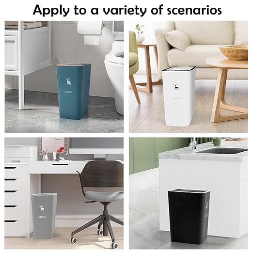 XPIY Trash Can with Lid, 2 Pack 4 Gallons/15 Liters Garbage Can with Press Top, Small Trash Can Dog Proof, Plastic Trash Bin, Waste Basket for Bathroom|Kitchen|Bedroom|Office (2, Black)