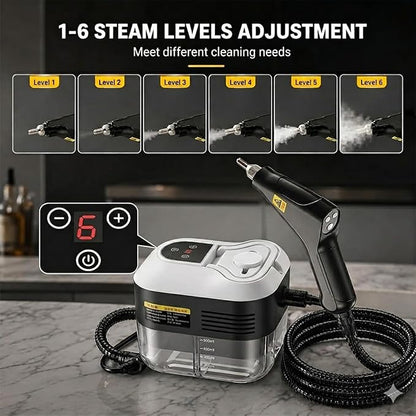 2500w Handheld High-Temperature Pressurized Steam Cleaner, 6 Adjustable handheld high pressure steam cleaner portable, 4.5 Bar High-Pressure, for Kitchen, Bathroom, Windows, Car (White)