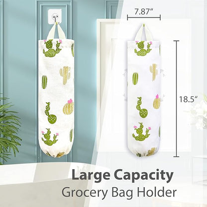 SYIPO Plastic Bag Holder, Reusable Grocery Bag Organizer for Home Kitchen Travelling Decor, Wall Mount, 1 Pack，Cactus