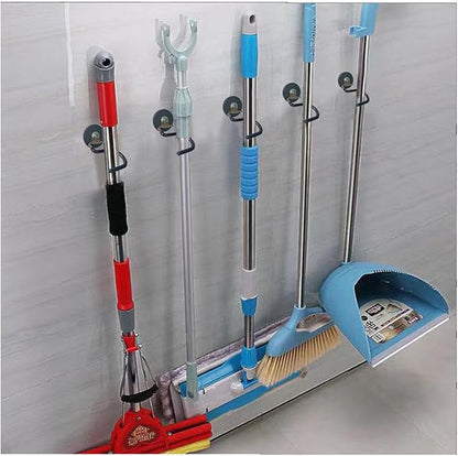 2PCS Magnetic Broom Rack Magnetic Hook S-Shaped Wall-Mounted Stainless Steel Heavy Duty Broom Mop Handle Holder for Kitchen Garage
