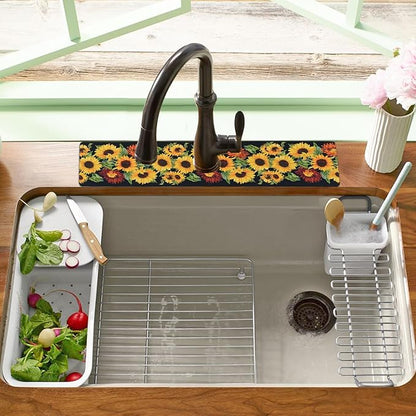 Sink Faucet Absorbing Mat, 2 Pack Drying Mat Around Faucet Sink Splash Guard Behind Faucet Sinkmat For Kitchen Bathroom Island Rv 24 * 5.5 Inch (60 * 14 cm)