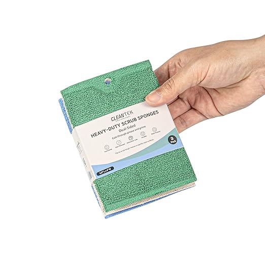 Restaurantware Scouring Pad 60 Count 5.5 x 3.9 Inches Plastic Steel Wool Sponge Metal Scrubber Durable Odor Free Scrubber Multi-Color Blue+Beige+Green Household Cleaning Sponge