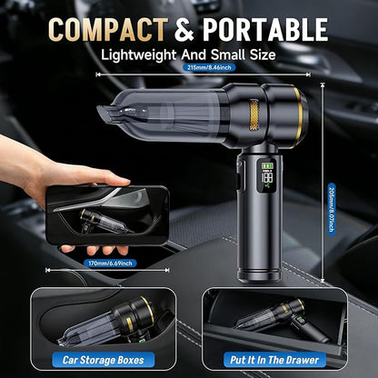 Handheld Vacuum Cordless, 17000PA High Power Car Vacuum Portable Cordless, Brushless Motor with Digital Display, Car Vacuum Cleaner for Office Desk Home Kitchen Car Pet Hair