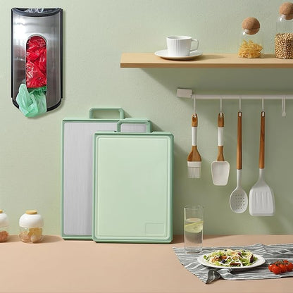 Magnetic Wall Mounted Trash Bag Holder, Grocery Bag Holder Stainless Steel Kitchen Trash Bag Organizer Anti-Fingerprints Magnet and Scraw for Kitchen Garage Barn Storage Room