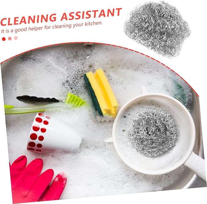 PRETYZOOM Stainless Steel Kitchen Cleaning Balls Dish Cleaner Scourers for Pots Pans Dishes Effortless Non Skid Scrubbing Tool and Hand Friendly Design