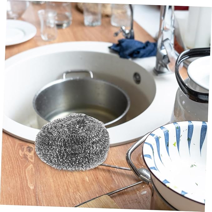 ABOOFAN Stainless Steel Scrubber Balls 8pcs Heavy Duty Cleaning Tool for Pots and Pans Sturdy Steel Dish Scrubbers for Kitchen Use