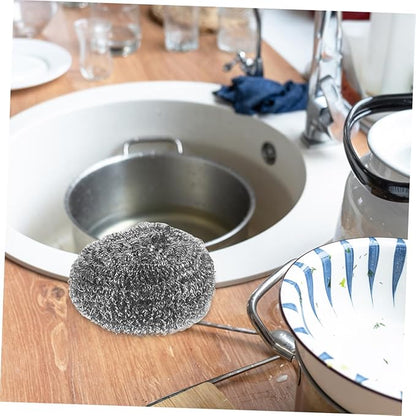 ABOOFAN Stainless Steel Scrubber Balls 8pcs Heavy Duty Cleaning Tool for Pots and Pans Sturdy Steel Dish Scrubbers for Kitchen Use