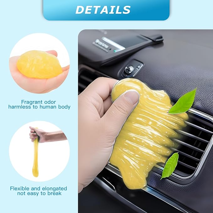 Car Cleaning Gel,Reusable Car Cleaning Putty for Interior Detailing, Car Cleaning Supplies, Auto Detailing Tools, Car Slime for Dust Removal, Car Accessories Interior, Car Cleaning Kit(Yellow, 2.0 OZ)
