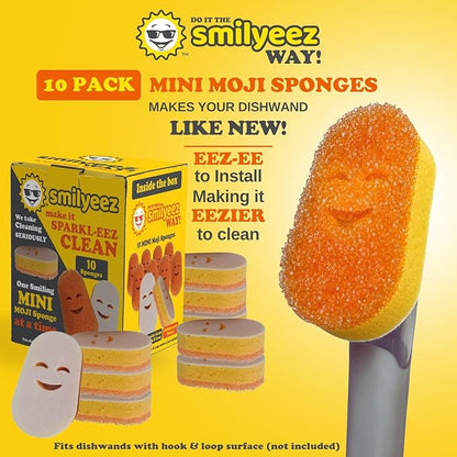 Smilyeez Scrub Moji Scrubbing Sponge Refill for The Dish Daddy (Reg. TM) Dishwand - (10 Pack)