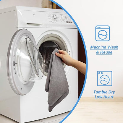 Niurewan 75 Pack Microfiber Cleaning Cloth Roll,Reusable Tear Away Microfiber Towels,Washable Ultra Absorbent Rags Drying Dishcloths for Car,Home,Garage or Shop(Grey)