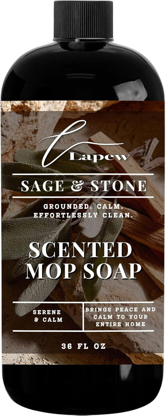 Lapew Sage & Stone Scented Mop Soap - Luxury Floor Cleaner Concentrate for Mopping Tile, Laminate, Vinyl & Hardwood | Streak-Free, Low-Foam | 36 oz