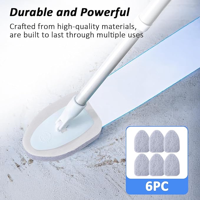 6 Pack Scrubber Refill Compatible with Scotch Brite Tub and Tile Scrubbers, Replacement Scrubber Refill Pads, Non-Scratch and Reusable Bathtub,for Cleaning Tub, Tile, Wall and Floor (Only Refills Pad)