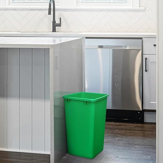 Rev-A-Shelf 35 qt Polymer Replacement Waste Container for Rev-A-Shelf Pullouts, Kitchen Cabinet Trash Can Recycle Bin, RV-35-19-2, Green (2-Pack)