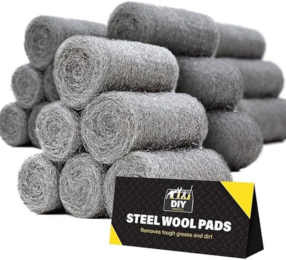 Steel Wool for Mice Control - 18 Pack Fine Grade Stainless Steel Wool for Filling Holes, Rodent Proofing & Home Protection - Metal Wool for Gaps, Wood & Metal Surfaces