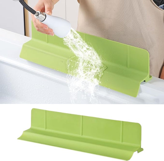 18" Upgraded Silicone Sink Splash Guard Released in 2026,Self-Draining Water Splash Guard for Kitchen Sink,Bathroom and Kitchen Island,with 3.5" High Splash Guard & 6 Strong Suction Cup (Green)