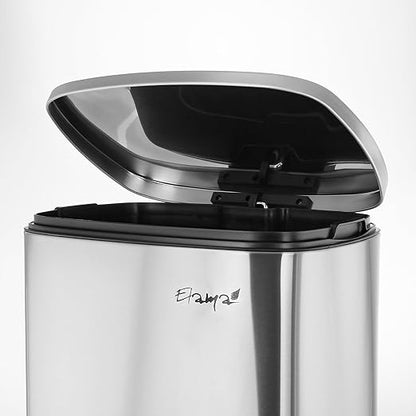Elama Kitchen, Home and Office Versatile Step Trash/Recycling Bin with Slow Close Mechanism (13 Gallon Silver)