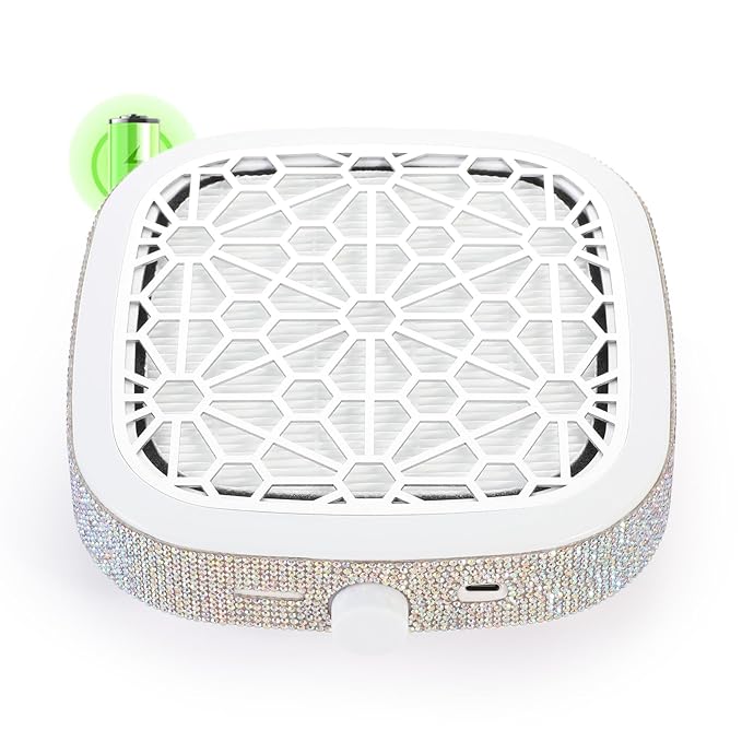 Nail Dust Collector, Cordless Dust Collector Nail Tech, Compact Powerful 6000RPM Nail Vacuum Fan Rechargeable Dust Extractor for Acrylic Gel Polish Manicure Pedicure for Home