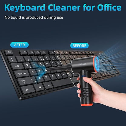 Compressed Air Duster 6000mAh Battery - Electric Air Duster Addcolor AD38 Keyboard Cleaner 3 Adjustable Wind Speeds with LED, Reusable Canned Air for Dust Removing Installations for Cleaning Purposes