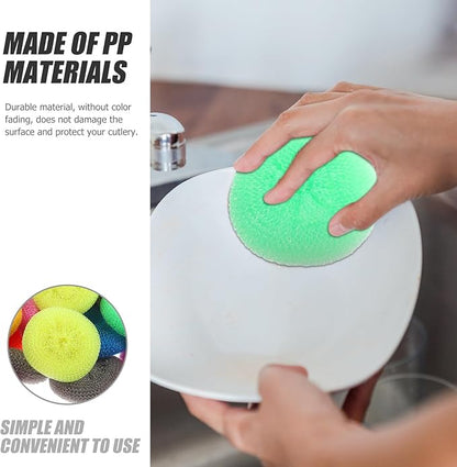 30pcs Multi-Color Kitchen Scrubbers and Pot Scrub Pads, Plastic Steel Wire Dish Cleaning Balls for Dishwashing and Kitchen Cleaning Random Color
