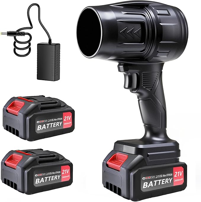 21V Cordless Leaf Blower with Batteries and Charger–980000RPM,Lightweight High-Speed Air Blower for Lawn Care,Patio& Driveway to Cleaning Leaves and Dust,2.6AH Batteries