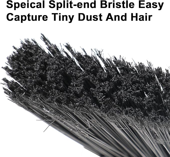2PCS Heavy Duty Broom, Broom for Sweeeping Indoor and Outdoor, Angle Broom with Long Pole, Outdoor Broom for Courtyard/Garages/Slidewalk, Indoor Broom for Kitchen Lobby Canteen Black