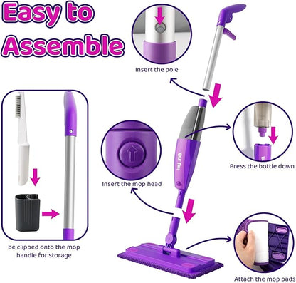 Kids Spray Mop, Toddlers Cleaning Playsets with Real Water Sprayer, Kids Mop Toys, Montessori Cleaning Set, Christmas Birthday Gifts for Boys and Girls Age 3 4 5 6, Purple