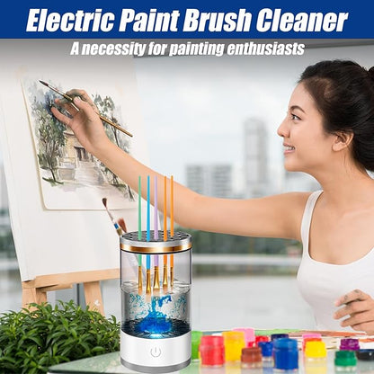 XANGNIER Electric Paint Brush Cleaner Machine with Cleaning Pad, Sonic Rotation Technology for Effortless Brush Cleaning, Perfect for Acrylic, Watercolor, Oil, Must-Have Tool for Artists & Hobbyists