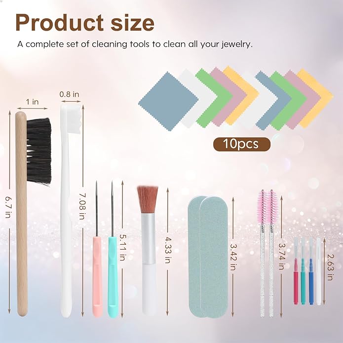 Zebrabox Jewelry Cleaning Kit, 24 Pcs Jewelry Cleaning Brush & Watch Cleaning Brush Set, Jewelry Polishing Kit for All Jewelry Ring Gold Diamond Silver,Decontamination and Care Tools