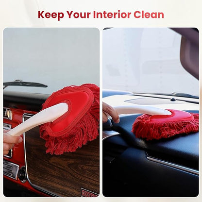 Car Duster Detailing Kit Replacement for California Car Duster Exterior Interior Cleaner Soft Cotton Mop Quickly Safely Removes Light Daily Dust for Car Dust Pollen Removing （Handle Not Included）
