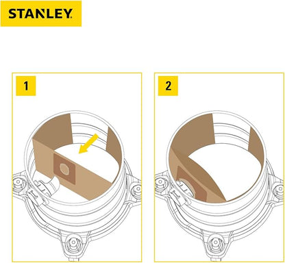 Stanley 13-1520 Disposable Filter Bag Fits for 10 Gallon Wet or Dry Vacuum Cleaner, Fits for SL18191P SL18199P,3 Pack