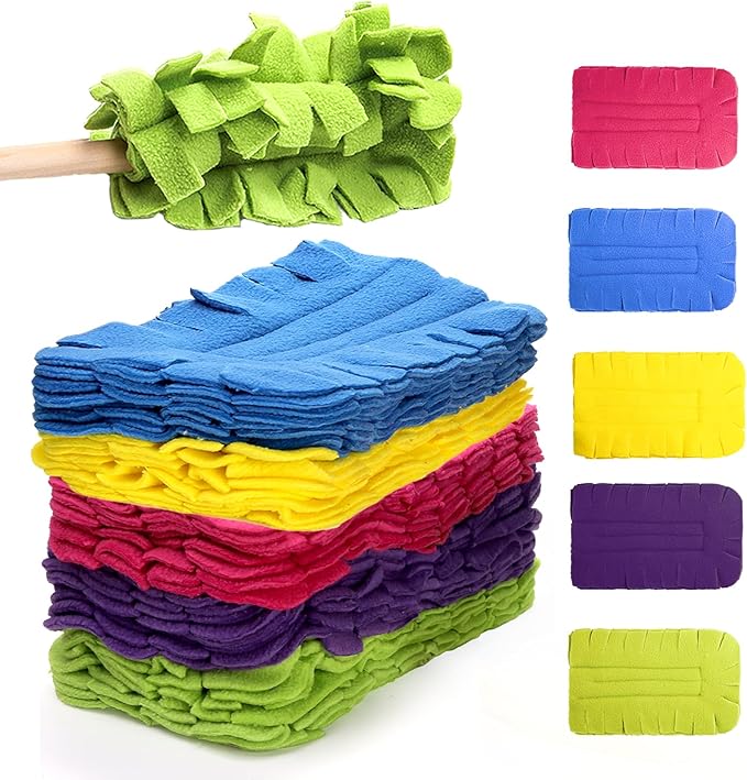 WRINGKIT 15 Pieces Reusable Duster Refill, 360° Heavy Duty Fleece Duster Pads Refills, Washable Hand Dusters Pads for Cleaning Ceiling, Fan Hardwoods Window Kitchen Floor