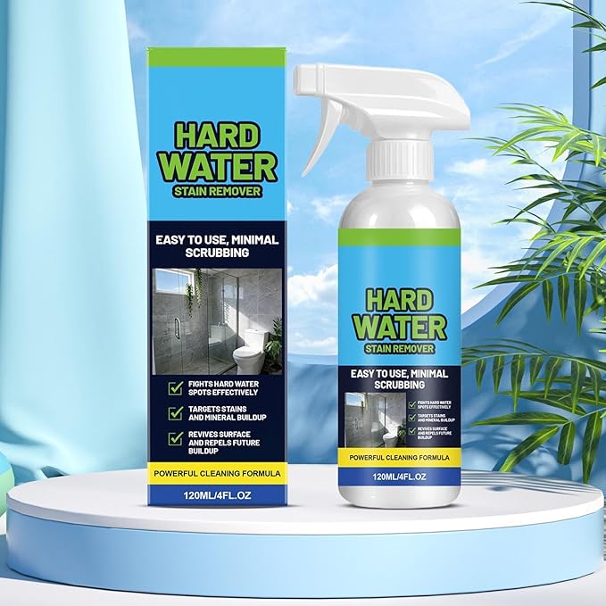 Potent Water Stain, Rapid Scale Dissolving Liquid, 120ml Bottle with Spray Nozzle, Clear Cleaner, Hard Hardware Shine with Acidic Formula, Professional Solution for Apartment Rental