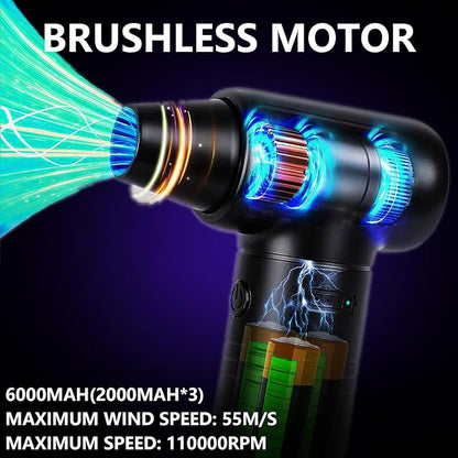 Compressed Air Duster-A Handy Super Power Electric Air Duster with Brushless Motor for Lower Noise and 3-Gear Adjustable Blower, Dust Blower for Computer, Keyboard, House, Outdoor and Car