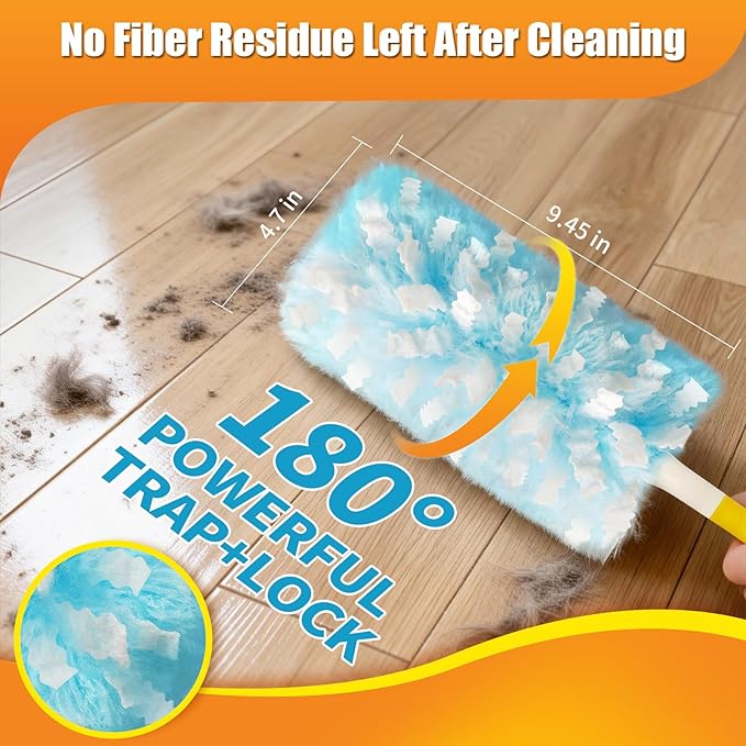 80 Count Duster Refills Compatible with Swiffer Duster, 180° Disposable Multi-Surface Microfiber Cleaning Dusters, Unscented