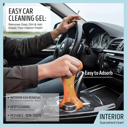 Car Cleaning Gel,Reusable Car Cleaning Putty for Interior Detailing, Car Cleaning Supplies, Auto Detailing Tools, Car Slime for Dust Removal, Car Accessories Interior, Car Cleaning Kit(Orange, 5.0 OZ)